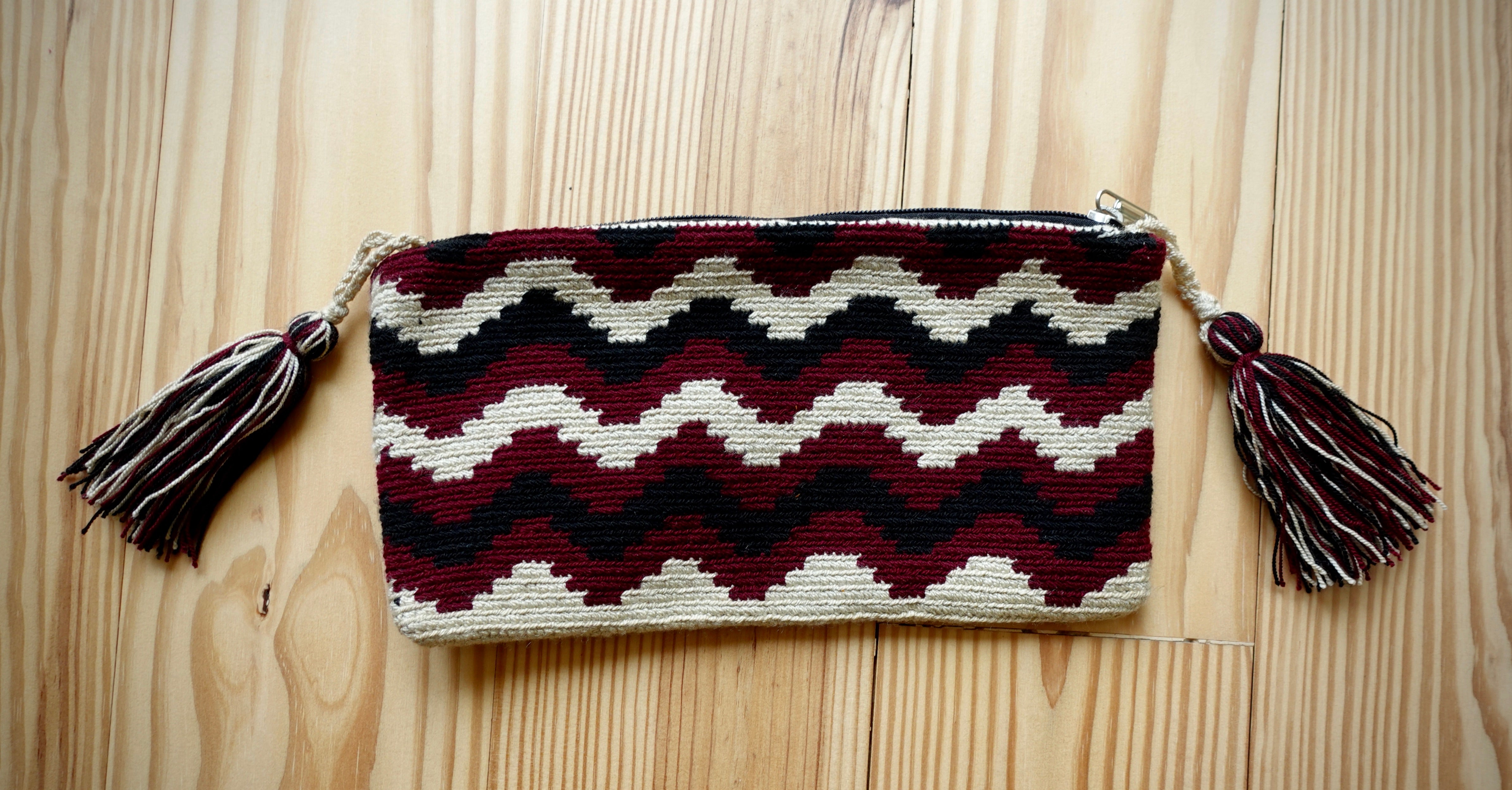 Amapashashi Wayuu Handmade Cosmetic Bag with Tassels, Medium
