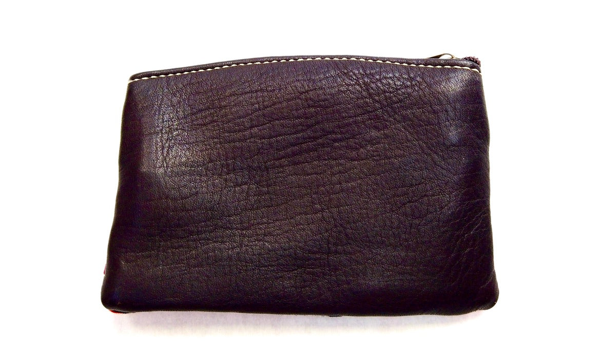 Chocolate Leather + Mola Zip Pouch