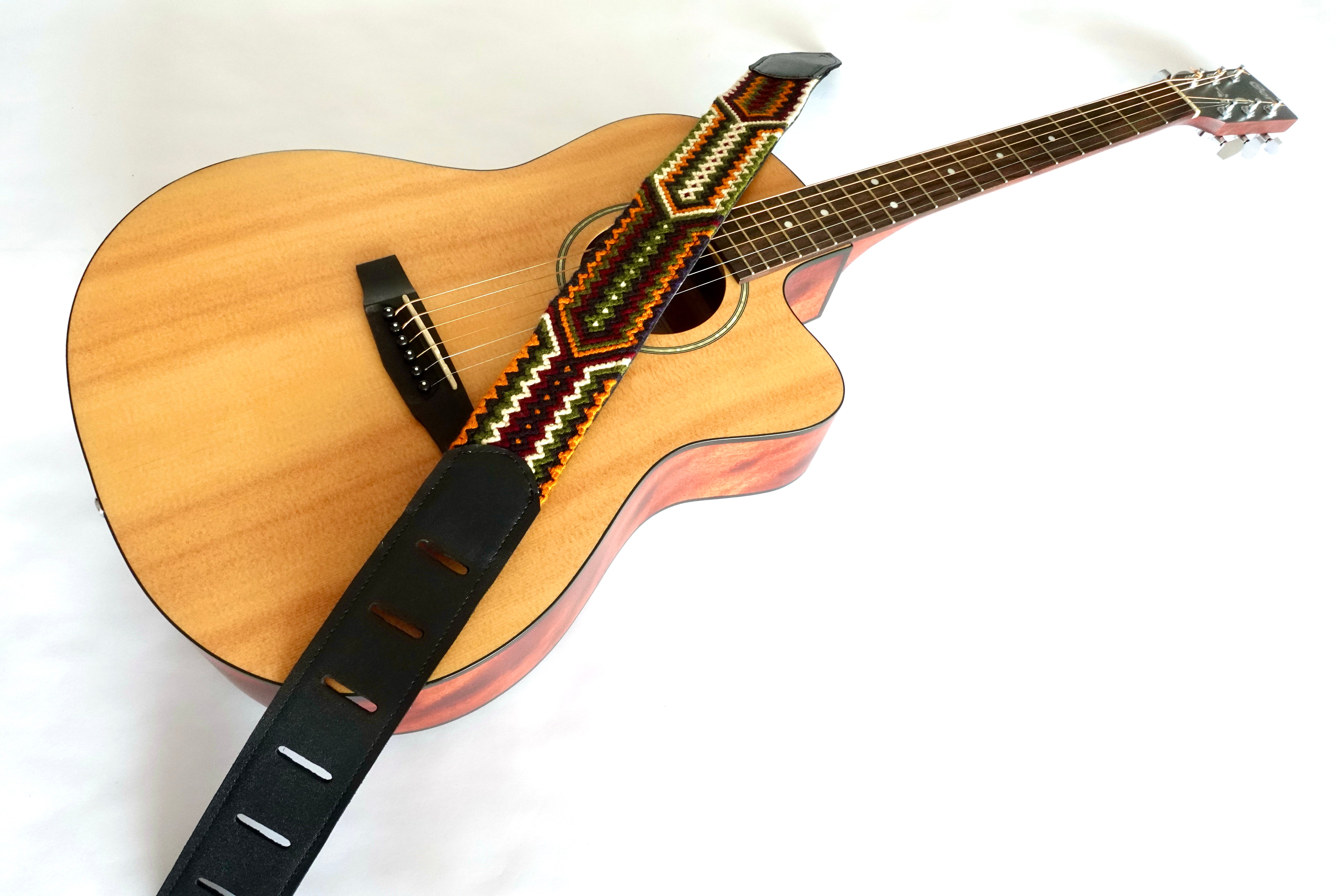Promesa de Tierra Tribal + Leather Handmade Guitar Strap