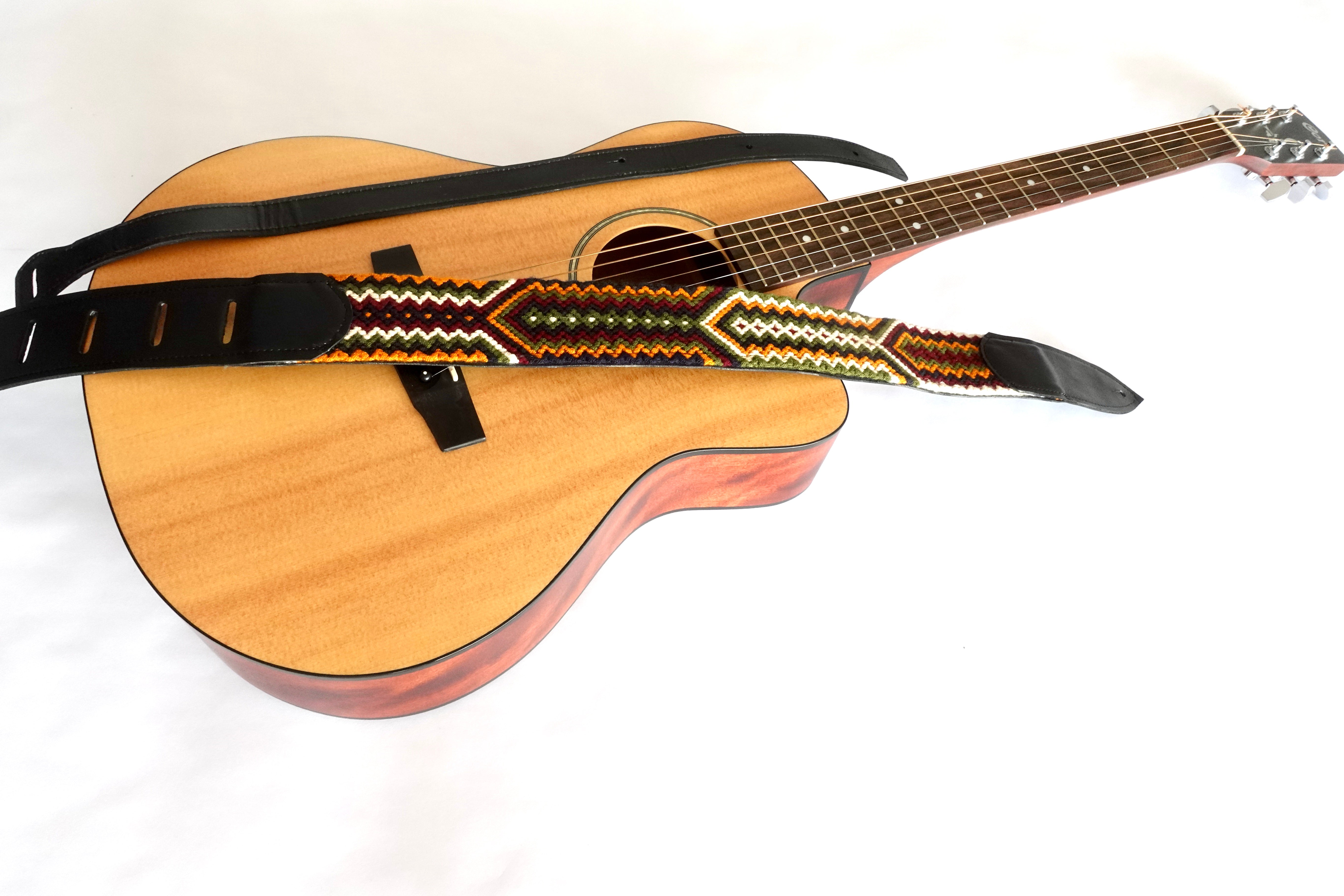 Promesa de Tierra Tribal + Leather Handmade Guitar Strap